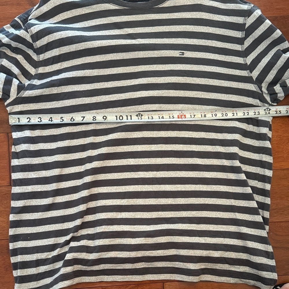 Y2K Tommy Hilfiger Charcoal and Light Gray Striped Long Sleeve Shirt XXL Tall - Picture 6 of 7